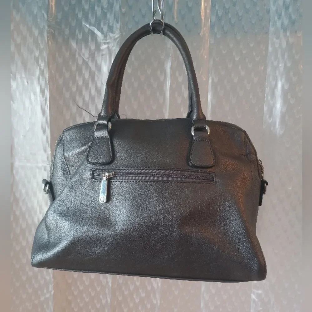 Charming Charlie Gray Faux Leather Handbag Rhinestones Purse